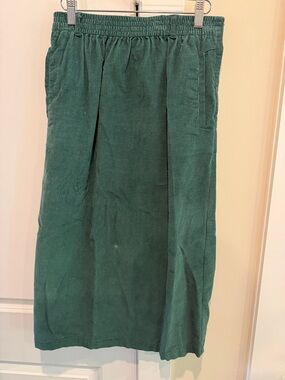 Talbots Dark Green Corduroy Midi Skirt